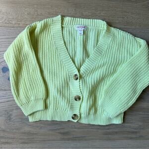 Cat & Jack V Neck Cardigan Neon Yellow XS